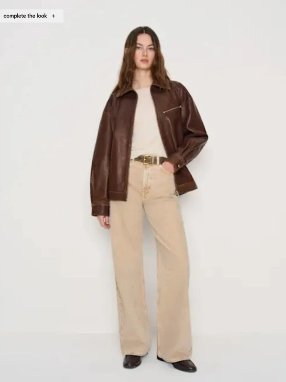 Reformation Veda Marco Leather Oversized Bomber Jacket